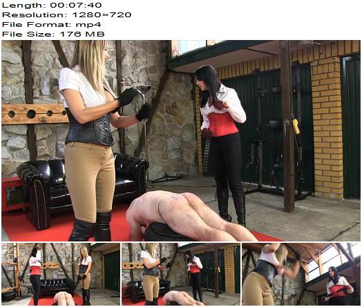 SADO LADIES Femdom Clips  Brutal Belting By 2 Sadists  Mistress Whiplash And Miss Jessica preview