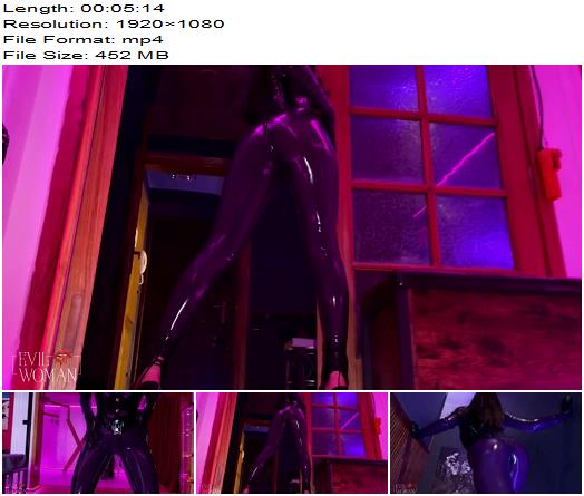 Evil Woman  Purple Latex Catsuit Tease preview