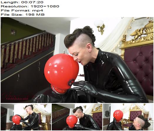 House of Sinn  Lady Valeska tests Her inflatable toys gag reflex with Her fingers before fucking him in the mouth with Her big strapon preview