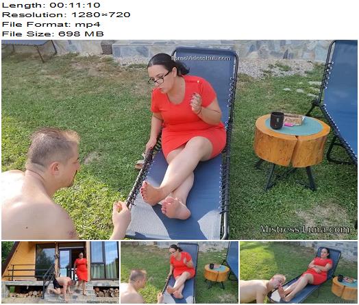 Mistress Luna  Footslave serving at mountain retreat preview