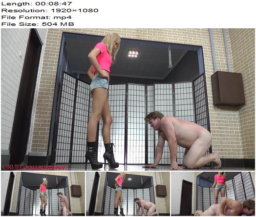 Cruel Amazons  Mistress Ariel  Crying slaves brutal ballkick preview