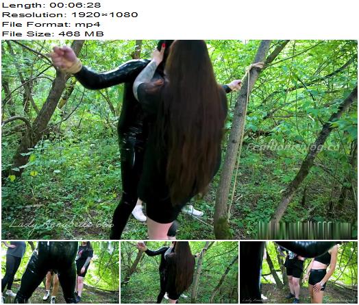 Dominatrix Dinah and LadyAnnabelle666 and Mistress Karino  Triple ballbusting in the woods preview