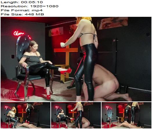 Fetish Chateau Dommes  He will be used as Mistress Glamorous and Dark Fairy trampling mat preview