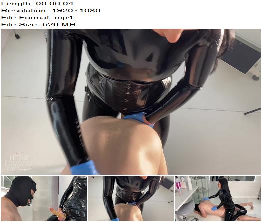 Fetish Chateau Dommes  Mistress Glamorous made strapon pegging in full latex catsuit preview