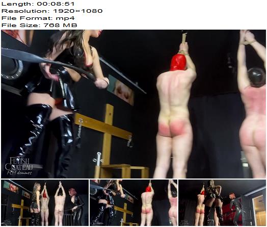 Fetish Chateau Dommes Whipping on a slavery market by Lady Perse and Evilwoman preview