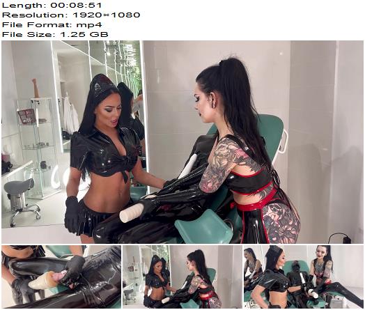 Demoness Luna  Chastity teasing and CEI on latex gimp with Evil Woman preview