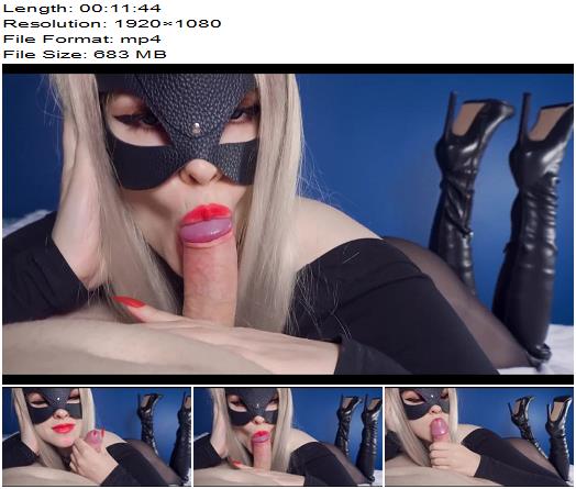 Blonde  Sucks Cock and Shows Her Ass in Nylon Tights the Pose Stiletto Boots With Red Lipstick POV preview