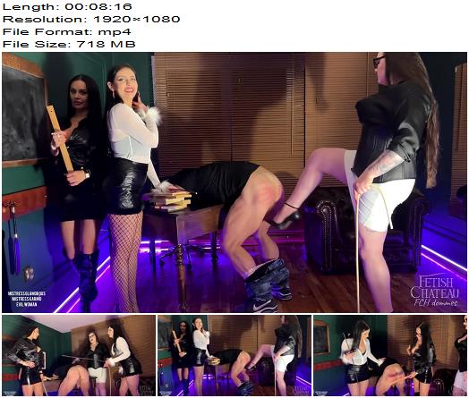 Fetish Chateau Dommes  Bad student punished with cane by 3 cruel teachers preview