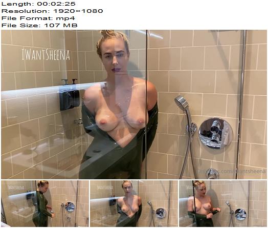 IWantSheena  Stripping Down This Latex Catsuit Under the Shower preview