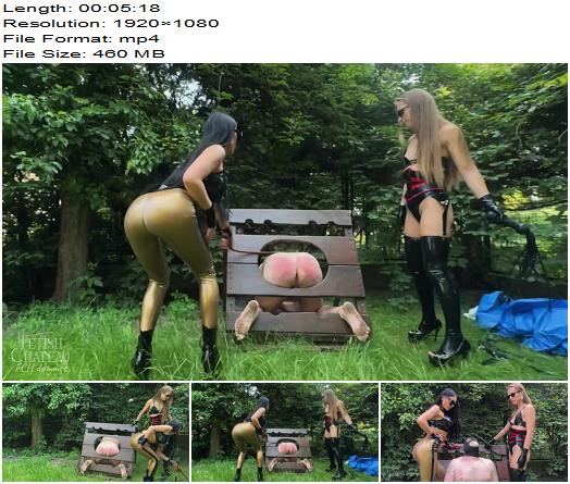 Fetish Chateau Dommes  Corporal punishment in the garden with Evilwoman and Lady Annabelle preview