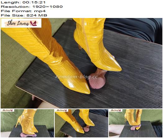 Ladys Yellow boots bootjob shoejob ruined orgasm double cumshot preview