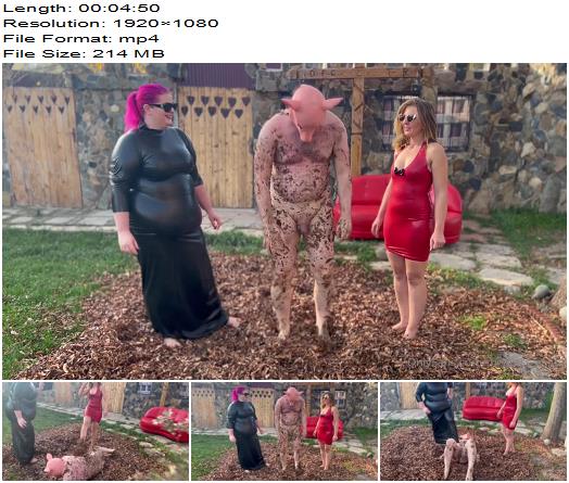 Mistress Zeida Slave Rolling In The Leaves While We Humilate Him In Latex Rubber preview