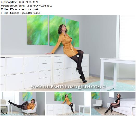 The Pantyhose Queen Modeling  Falke Seidenglatt 40 Black Pantyhose Tights 4K preview